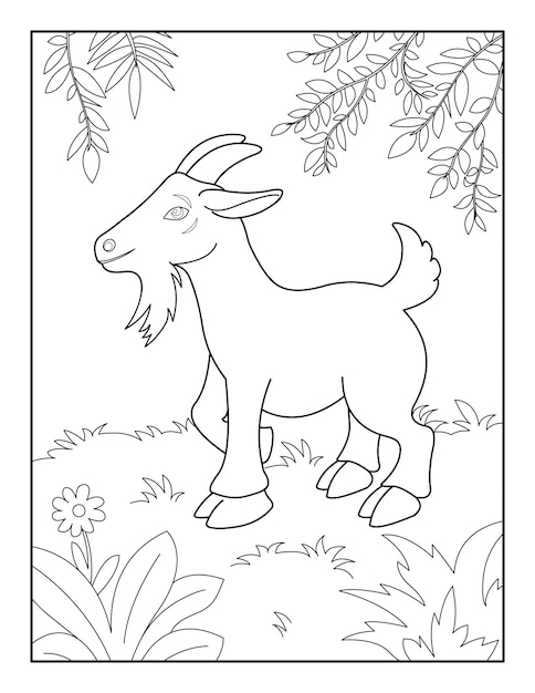 Goatcoloring page for kids goatcoloring book for relax and meditation