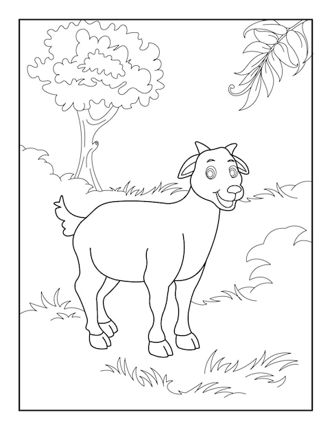 GoatColoring Page for kids Goatcoloring book for relax and meditation