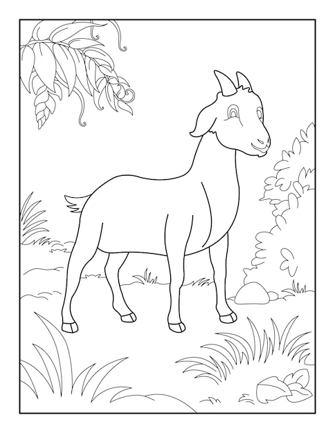 子供のためのGoatColoringページリラックスと瞑想のためのGoatcoloring本