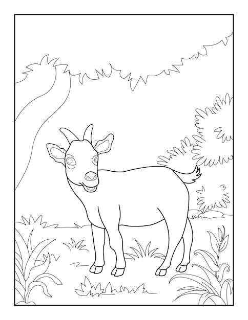 Goatcoloring page for kids goatcoloring book for relax and meditation