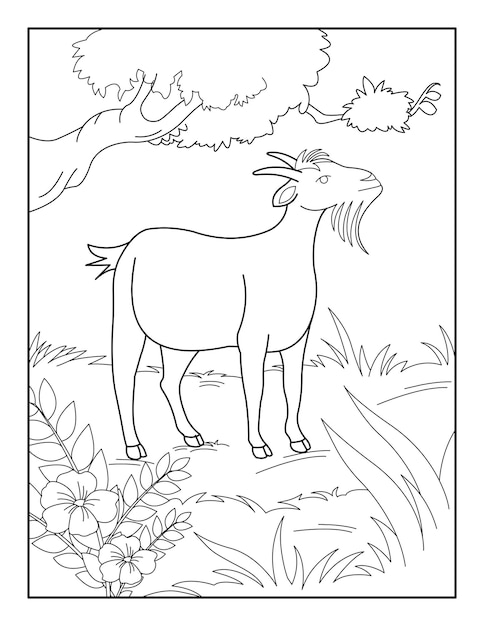 GoatColoring Page for kids Goatcoloring book for relax and meditation