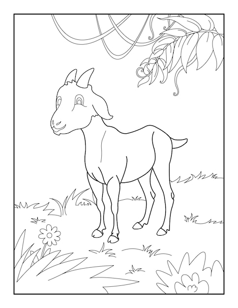 GoatColoring Page for kids Goatcoloring book for relax and meditationGoatColoring Page for kids Goat