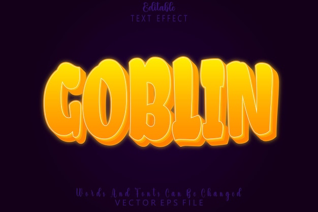 Vector goblin editable text effect emboss cartoon style