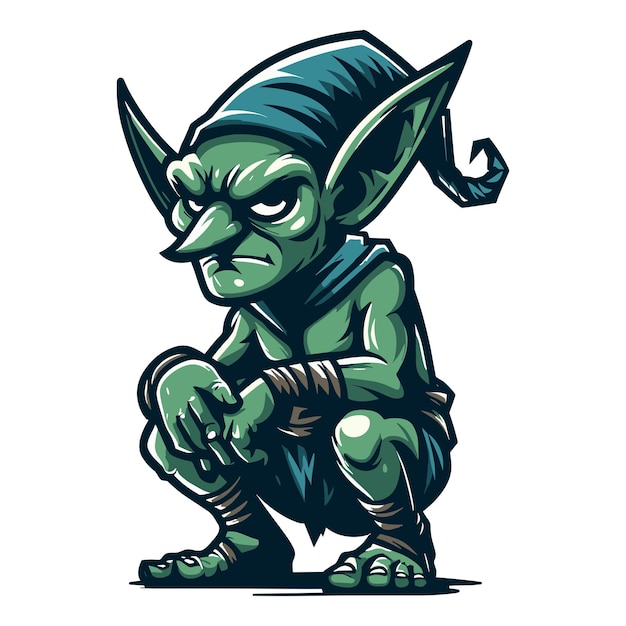 Vector goblin orc vector personage illustratie mythische fantasy horror monster ontwerp sjabloon