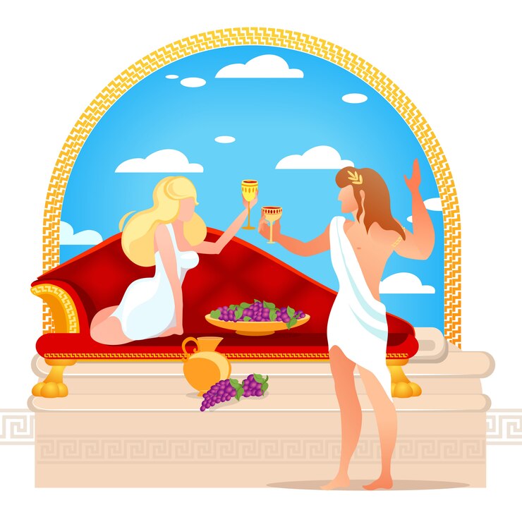 Vector god of grape harvest winemaking and wine dionysus