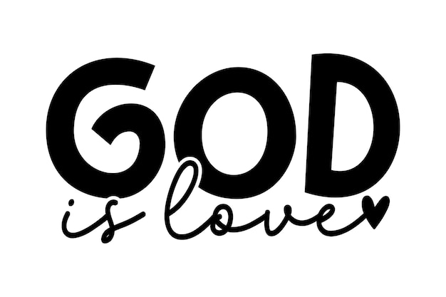 God is Love Typography with Heart Symbol