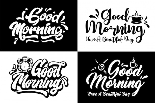 God Morning lettering  design set