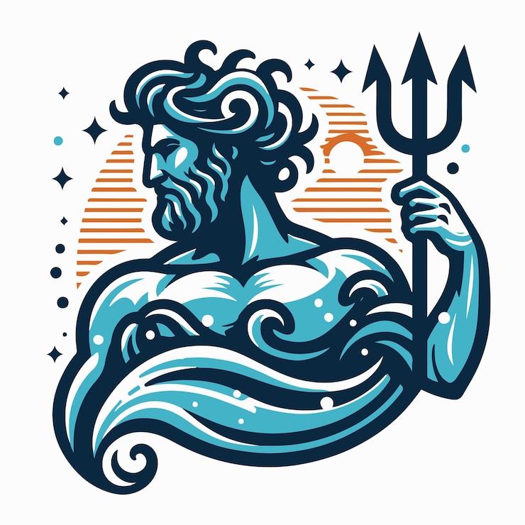 Vector god poseidon logo