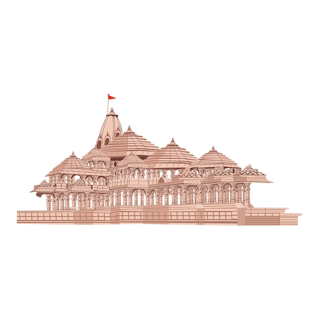 Vector god ram mandir tempel ontwerp in ayodhya