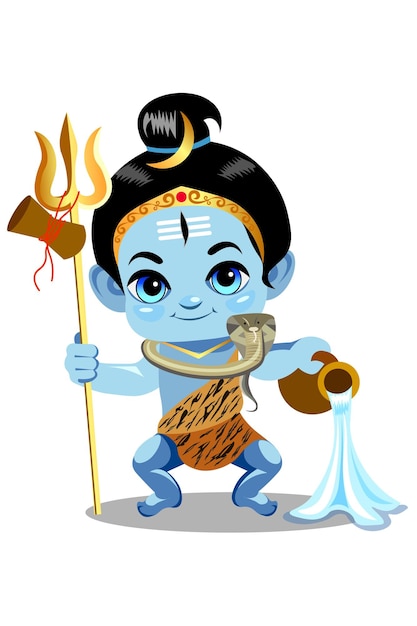 Vector god shiva indian cute baby