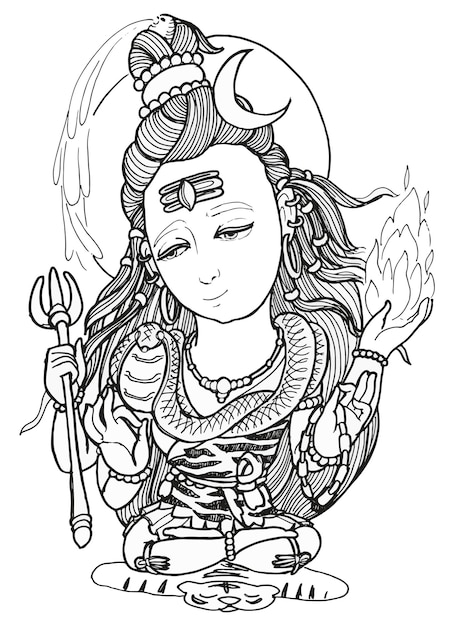 Vector god shiva, the indian god of power of the world. drawing and illustrated by artbyuncle 5.