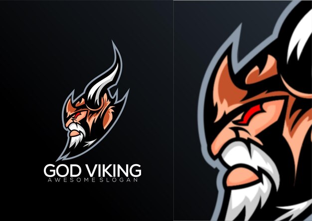 God viking logo esport gaming design mascot