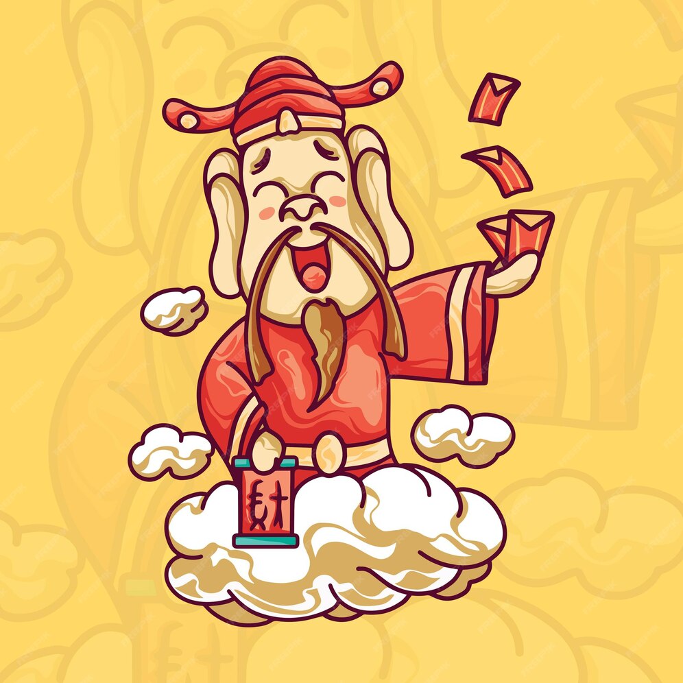 Premium Vector God of wealth chinese