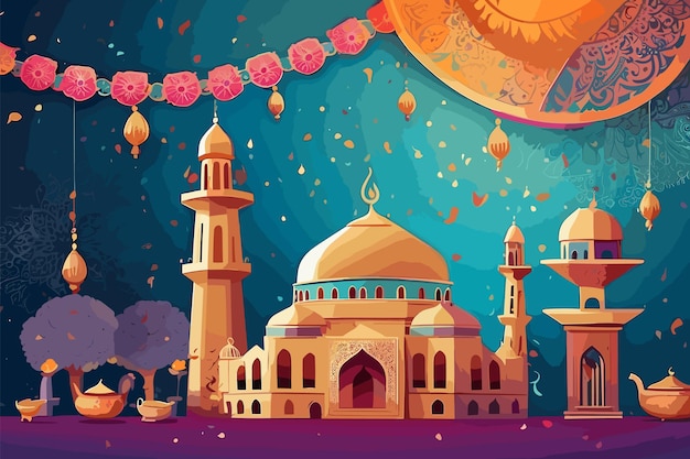 Goddelijke elegantie een artistieke illustratie van een majestueuze moskee