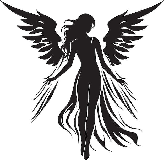 Vector goddelijke harmonie engels emblem design ethereal guardian vector angel icon