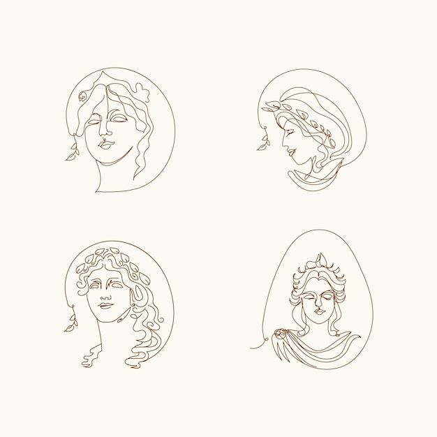 Vettore illustrazione in stile lineart di goddess