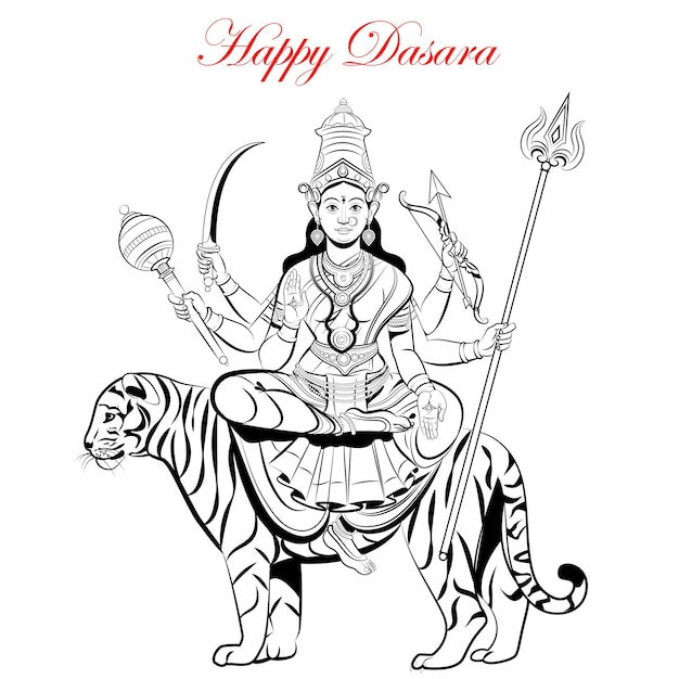 Vector goddess durga, happy durga puja subh navratri, happy dasara indian festival vector illustration