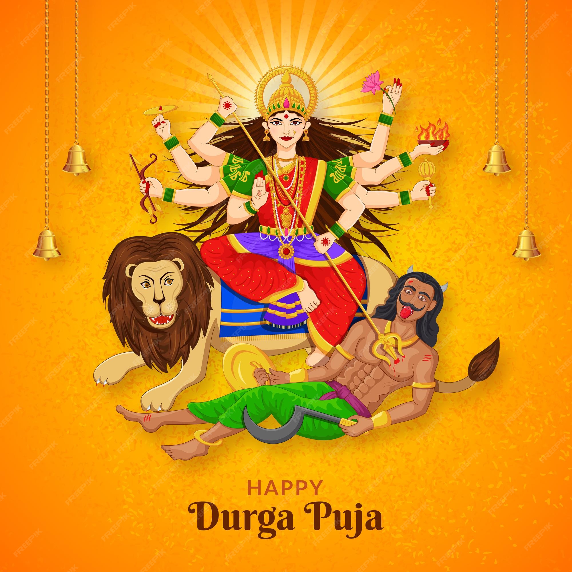 Premium Vector | Goddess durga happy navratri and durga puja Premium Vector | Goddess durga happy navratri and durga puja