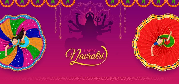 Vector goddess durga, subh navratri happy dussehra and durga puja festival