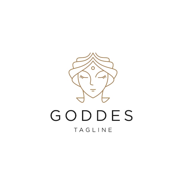 Goddess Greek Beauty Line Logo Icon Design Vector