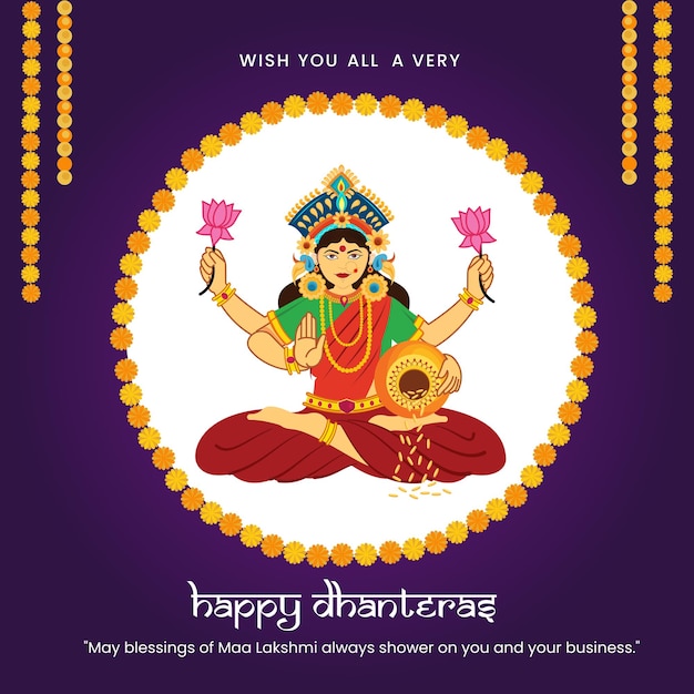 행복한 디왈리 축하 행사에서 shubh Dhanteras Puja 및 Subh deepavali를 위한 여신 Laxmi Maa