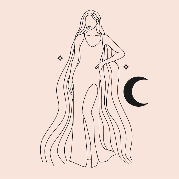 Goddess Line art set Feminine energy