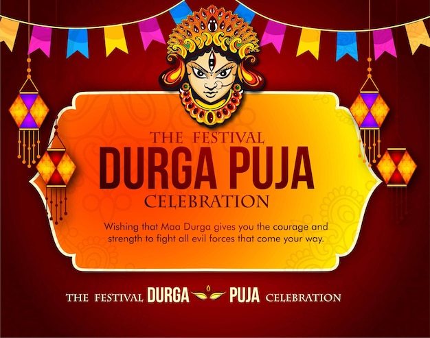 Goddess maa durga in happy dussehra navratri background template design celebrated happy durga puja