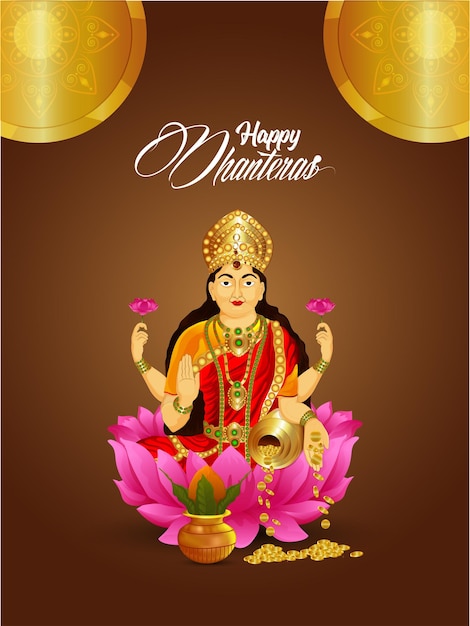 Vector goddess saraswati for happy dhanteras celebration