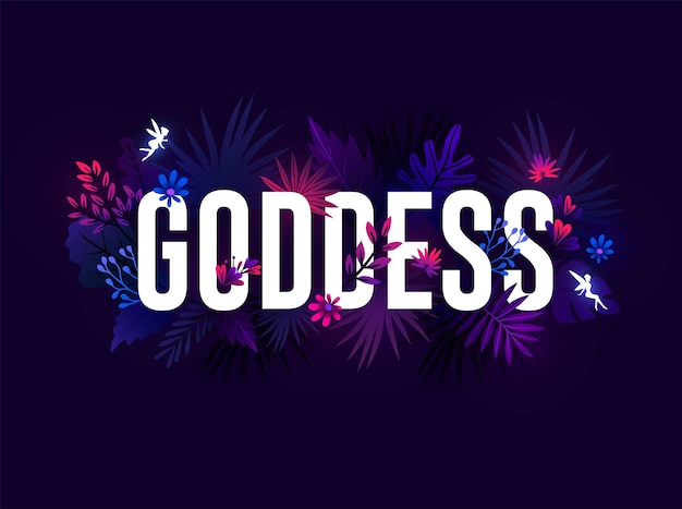 Goddess text effect with tropical leaf