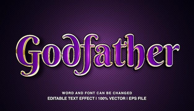 Godfather editable text effect template 3d bold glossy purple luxury typeface