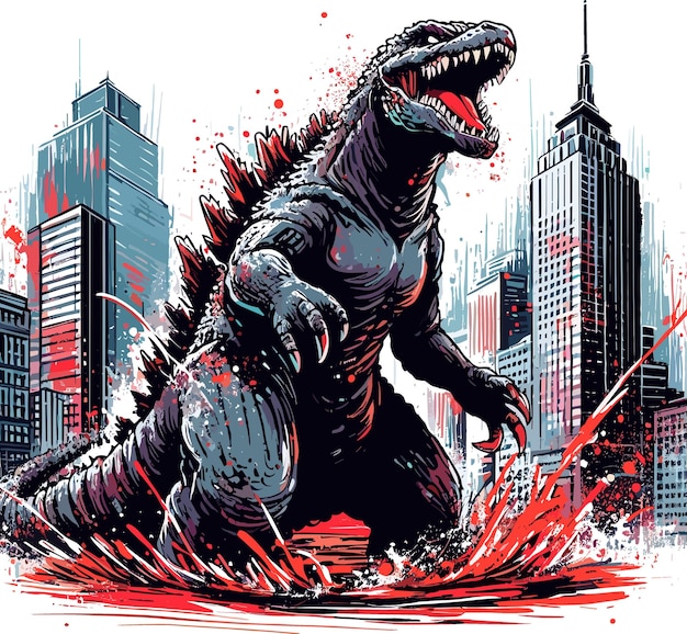 Godzilla monster illustration vector art isolated on white background vector