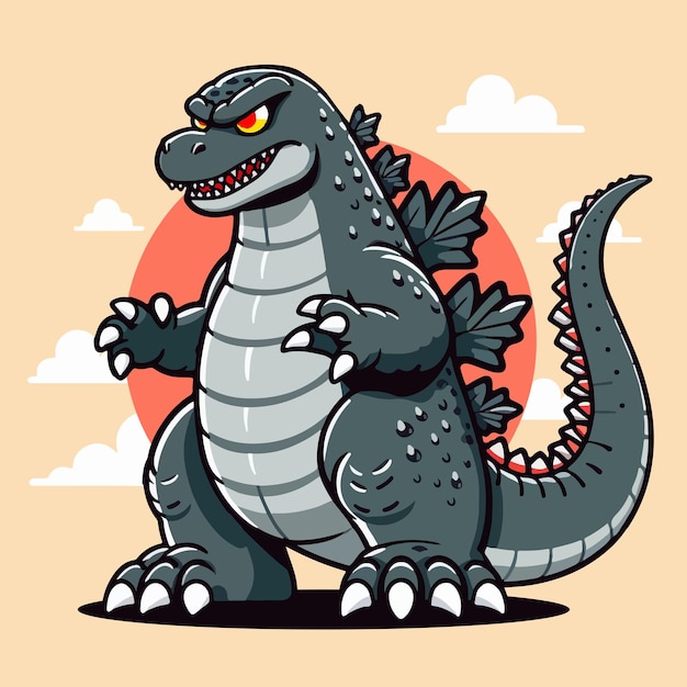 Vector godzilla schattige cartoon illustratie