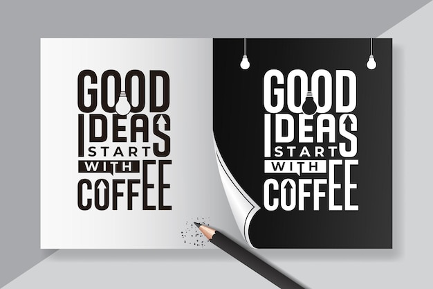 Vector goed idee strat met koffie citaten belettering vintage