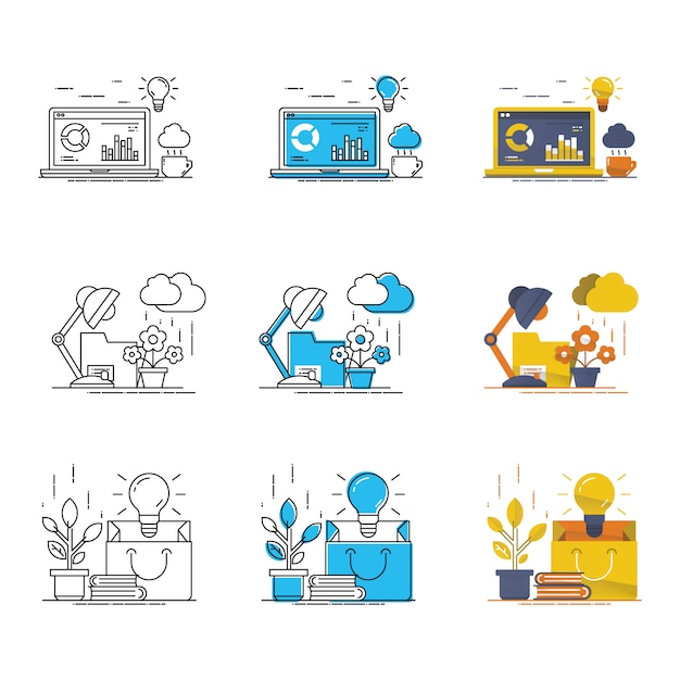 Goed idee vector moderne icon set