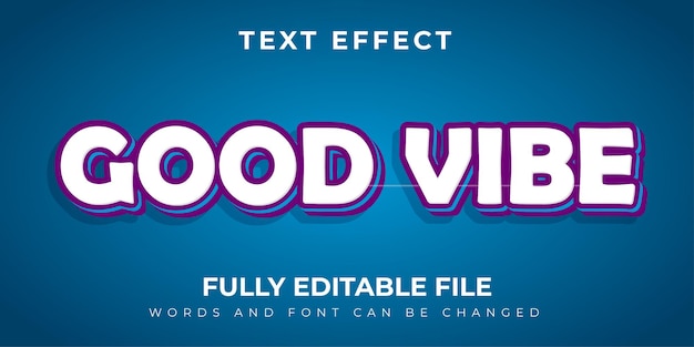 Goed Vibe Text Effect Design met blauwe achtergrond
