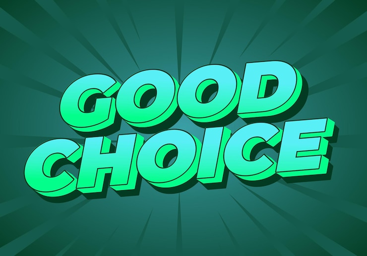 Vector goede keuze tekst-effect met vetgedrukte lettertypen voor sociale media website of gedrukte advertenties