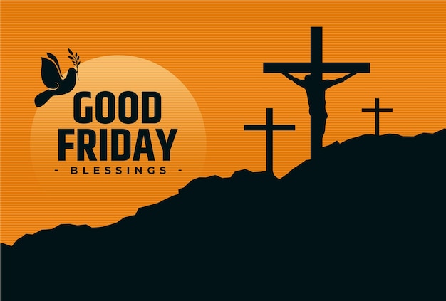 Goede Vrijdag achtergrondconcept met het kruis van Jesus in Illustratie. Goede vrijdag spandoek en poster.