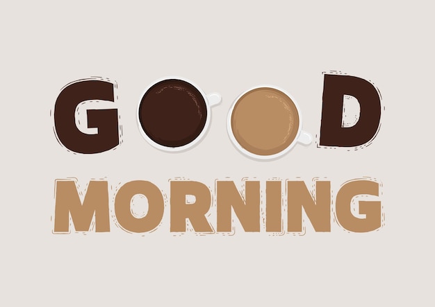 Goedemorgen belettering met een kopje koffie vectorbeelden