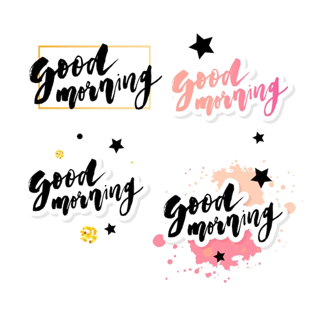 Goedemorgen belettering tekst vector illustratie kalligrafie