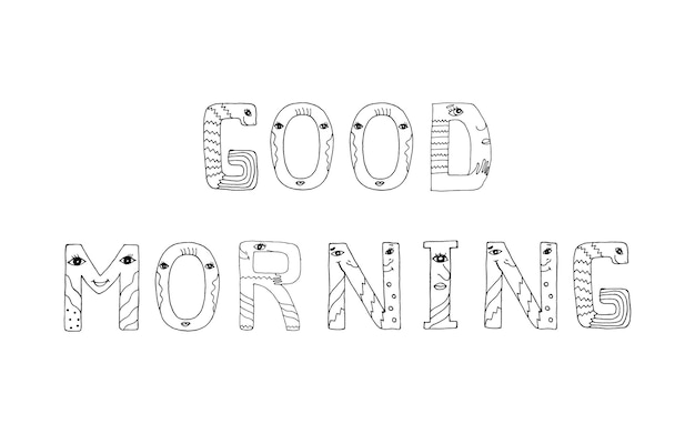 Goedemorgen letters Grappige doodles met monsters fascinerende geschilderde letters voor het kleuren van Isola