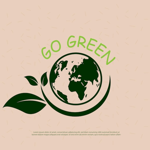 Vettore design del logo gogreen con il concetto di foglie ecologiche naturali di salvare il mondo e la città ecologica