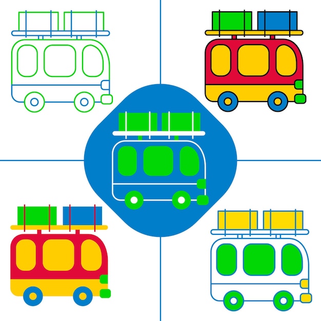 Vettore tornare a casa con l'autobus in stile design piatto