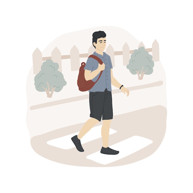 Going to school independently isolated cartoon vector illustration