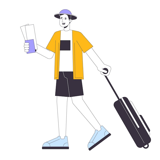going on vacation flat line vector spot illustration