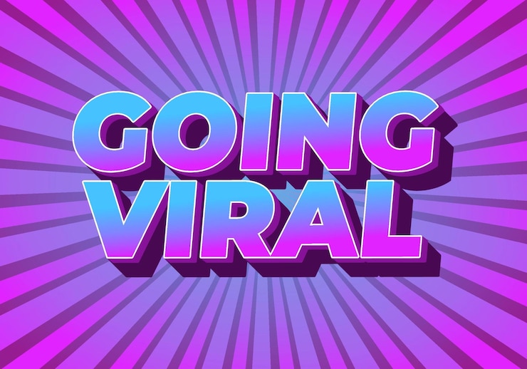 Vector going viral text effect in 3d style with modern colors