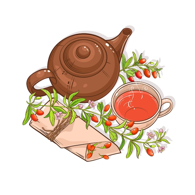 Vector goji tea illustration