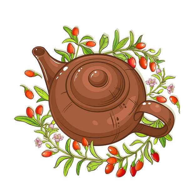 Vector goji tea illustration