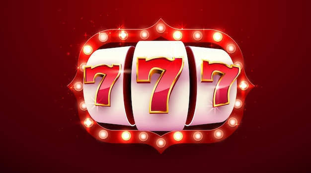 Gokautomaatmunten winnen de jackpot. 777 big win casino-concept. vector illustratie