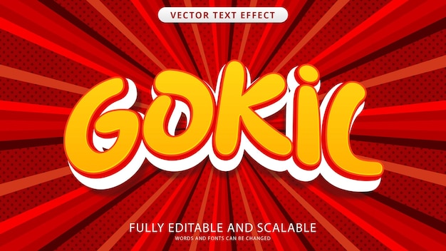 gokil teksteffect met pop-art achtergrond bewerkbaar eps-bestand