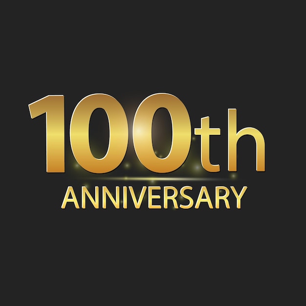 Gold 100th year anniversary celebration elegant logo